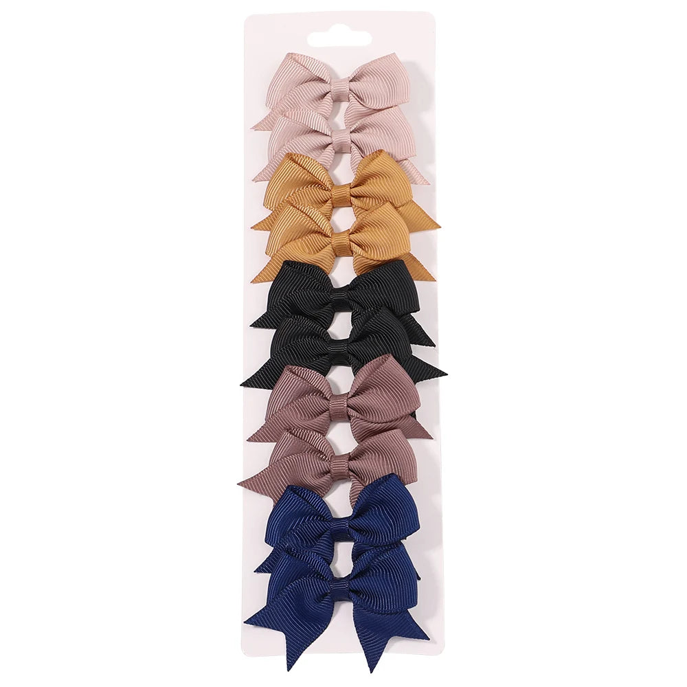 10-Pack Ribbon Bow Hair Clips – Sweet Handmade Styles for Little Girls!