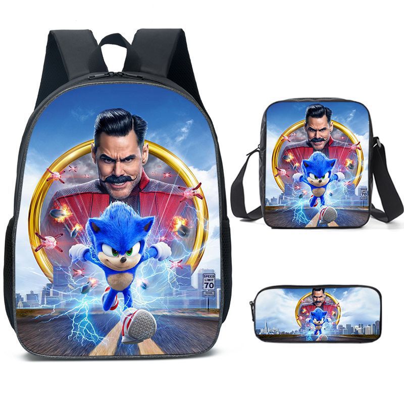 Sonic Speedster School Backpack – Anime Cartoon Schoolbag for Boys & Girls in Primary & Middle School