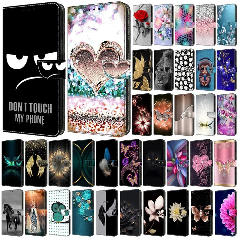 For Samsung S24 FE SM-S721B Case Painted Pattern Wallet Flip Book Cover on For Samsung Galaxy S 24 FE S24FE SM-S721N Case Fundas