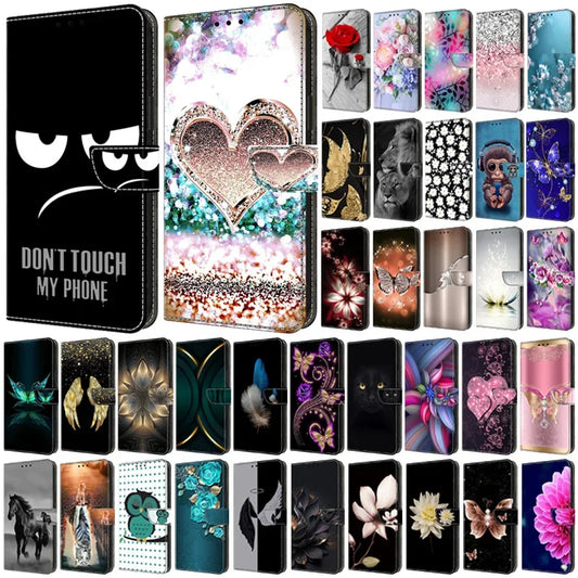 For Samsung S24 FE SM-S721B Case Painted Pattern Wallet Flip Book Cover on For Samsung Galaxy S 24 FE S24FE SM-S721N Case Fundas