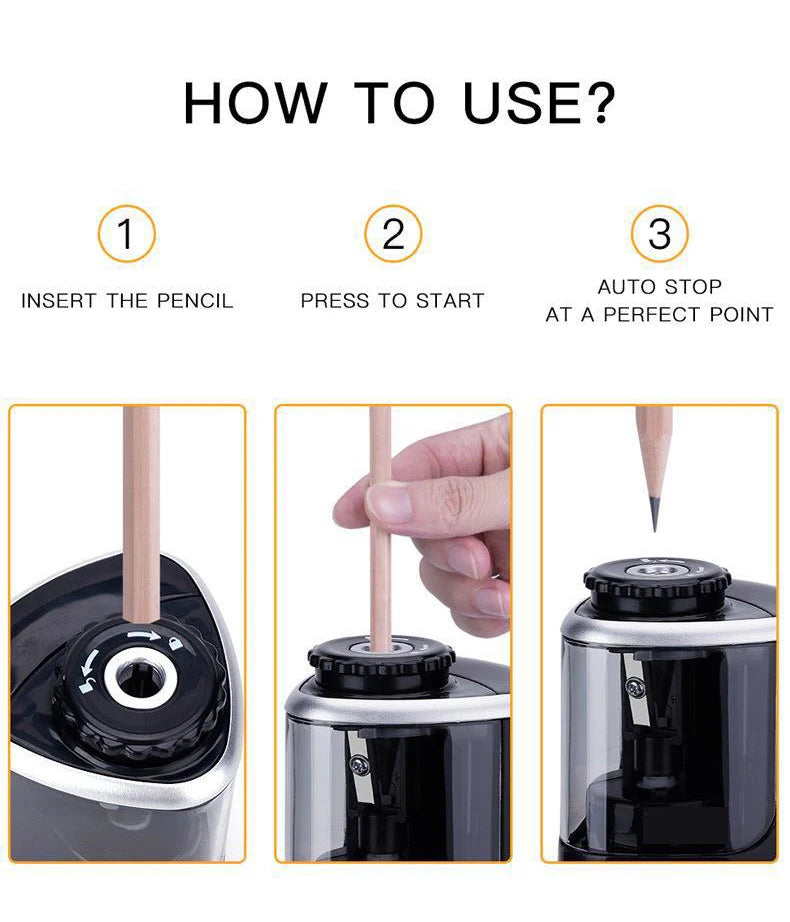 enwin Semi-Automatic Pencil Sharpener – Battery-Powered Roller Planer for Students & Creative School Stationery Fans!