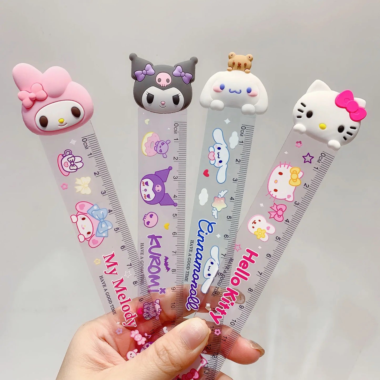 4-Piece Kawaii Sanrio Ruler Set – 15cm Cartoon Kuromi, My Melody & Cinnamoroll Stationery for Students & School Supplies