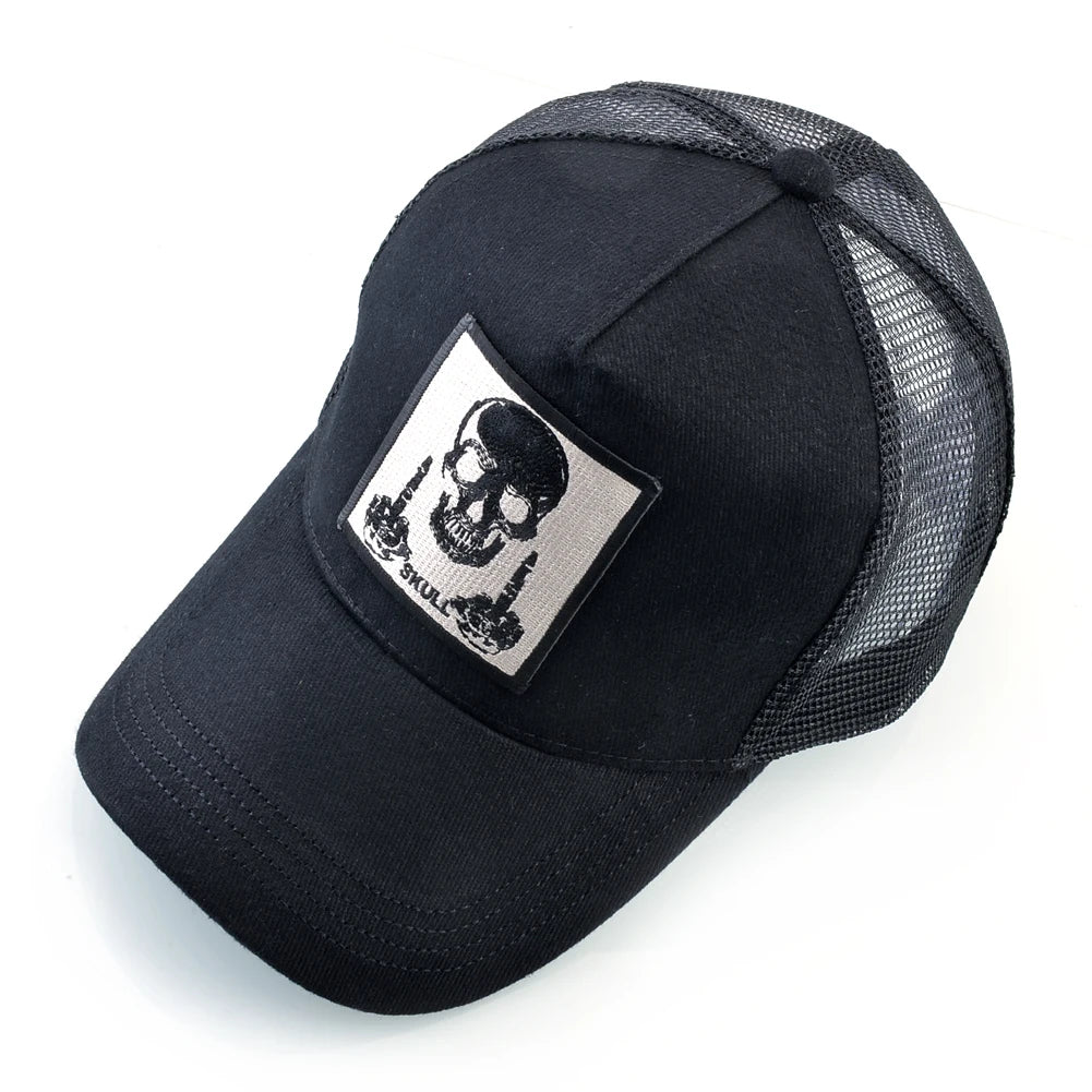 Unisex Trucker Cap Men Four Seasons Baseball Cap With Skull Patch Women's Snapback Hip Hop Baseball Hat Outdoor Sport Casual Cap