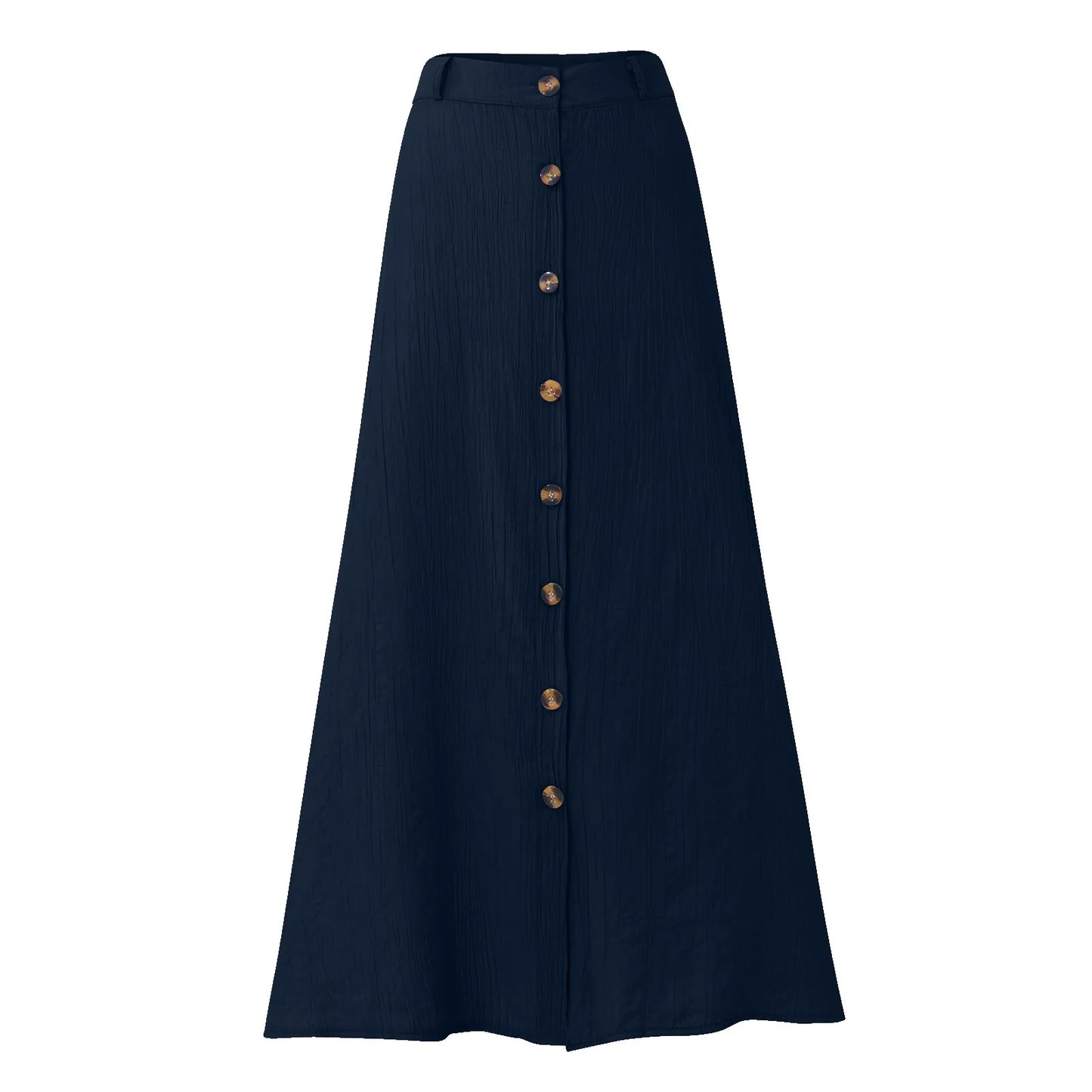 Women'S Half Skirt Midi Skirts For Women Bohemian Skirt High Waist Party Beach Button Skirt Women'S Loose Cotton And Linen Skirt