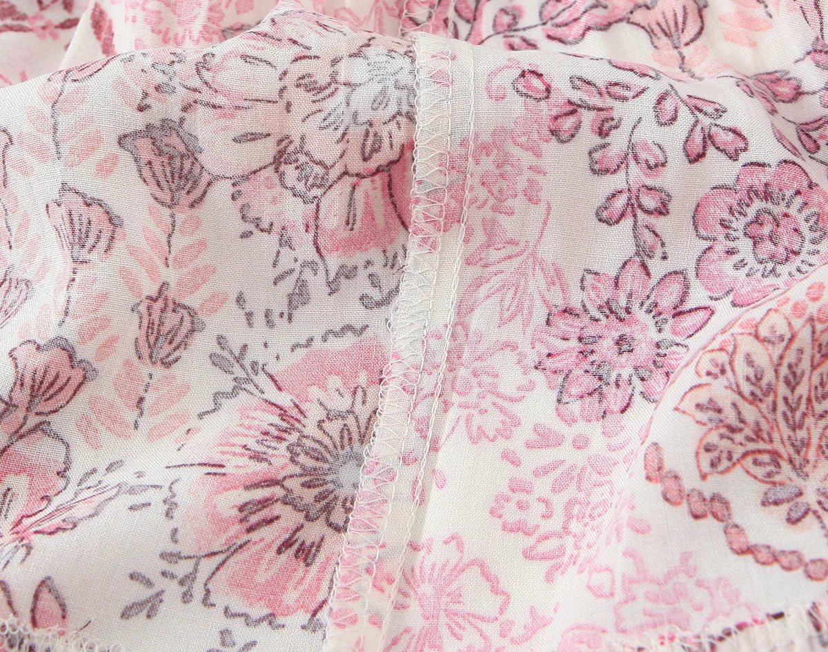 Elegant Women Holiday Wind Floral Print Tirred Ruffles Long Skirt Faldas Mujer Female Summer Elastic Waist Skirts QUN9083