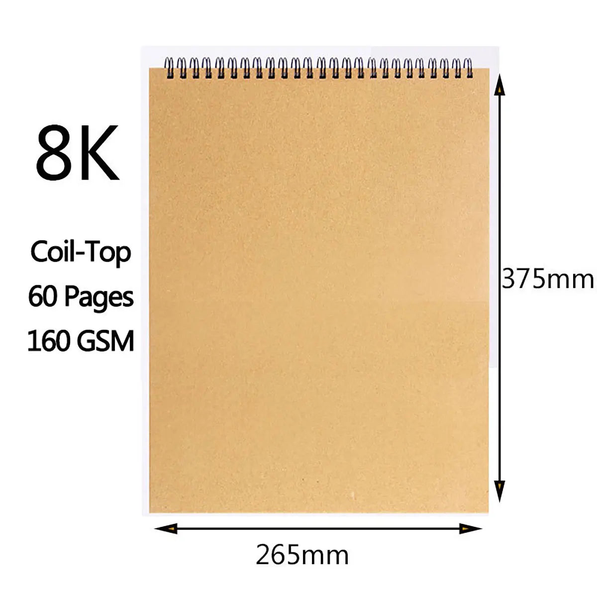 Art Sketchbook 160GSM Kraft Paper Spiral Coil Book Office School Supplies Drawing Notepad Stationary