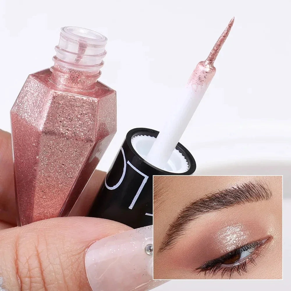 Diamond Shiny Eye Liners Eyeshadow Waterproof Silver Rose Gold Color Glitter Sequins Eyeliner Eye Shadow Makeup Beauty Cosmetics
