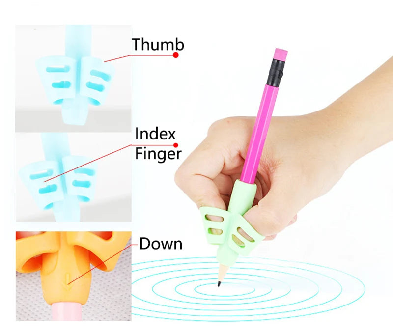 6-Piece Ergonomic Pencil Grip Set – Handwriting Posture Training Grippers for Toddlers & Kids Learning to Write