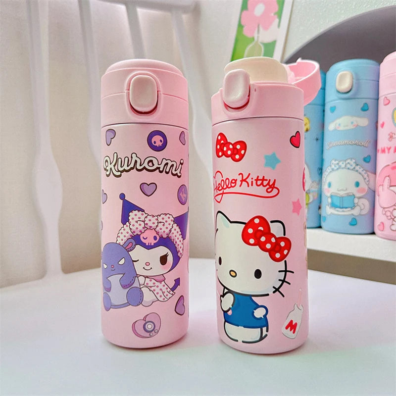 MINISO 420ML Cartoon Thermos – Cute Stainless Steel Water Bottle for Students, Girls & Kawaii Stationery Fans