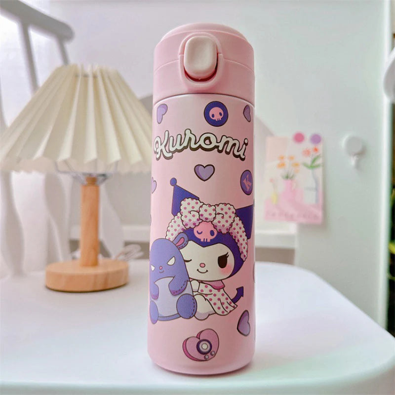 MINISO 420ML Cartoon Thermos – Cute Stainless Steel Water Bottle for Students, Girls & Kawaii Stationery Fans