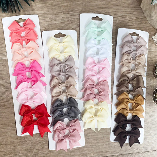 10-Pack Ribbon Bow Hair Clips – Sweet Handmade Styles for Little Girls!