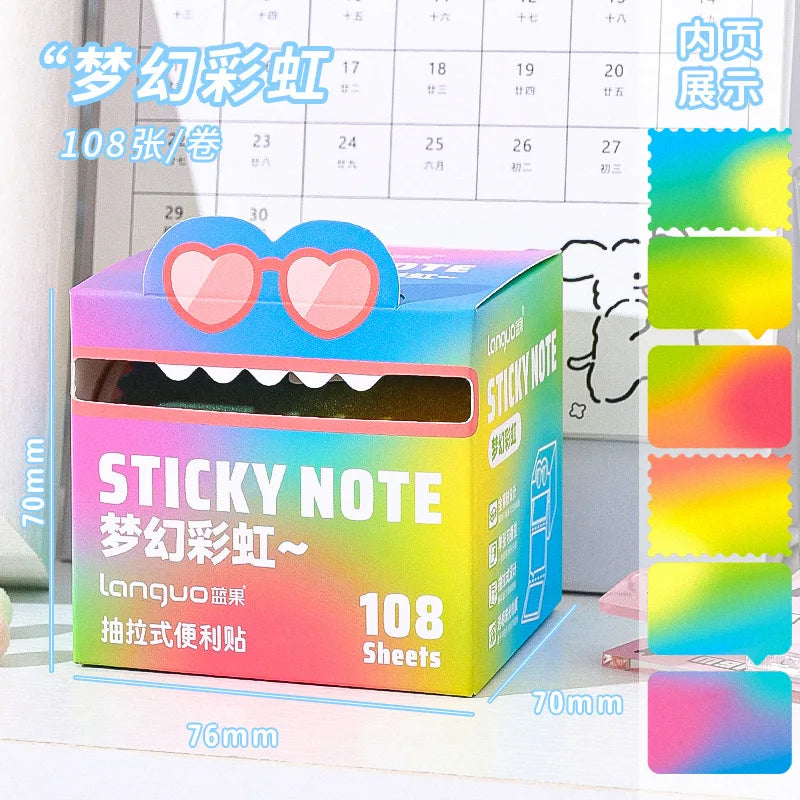 Mr. Paper Pull-Out Sticky Notes – 6Style Transparent Roll with 105 Sheets for School, Study & Creative Stationery
