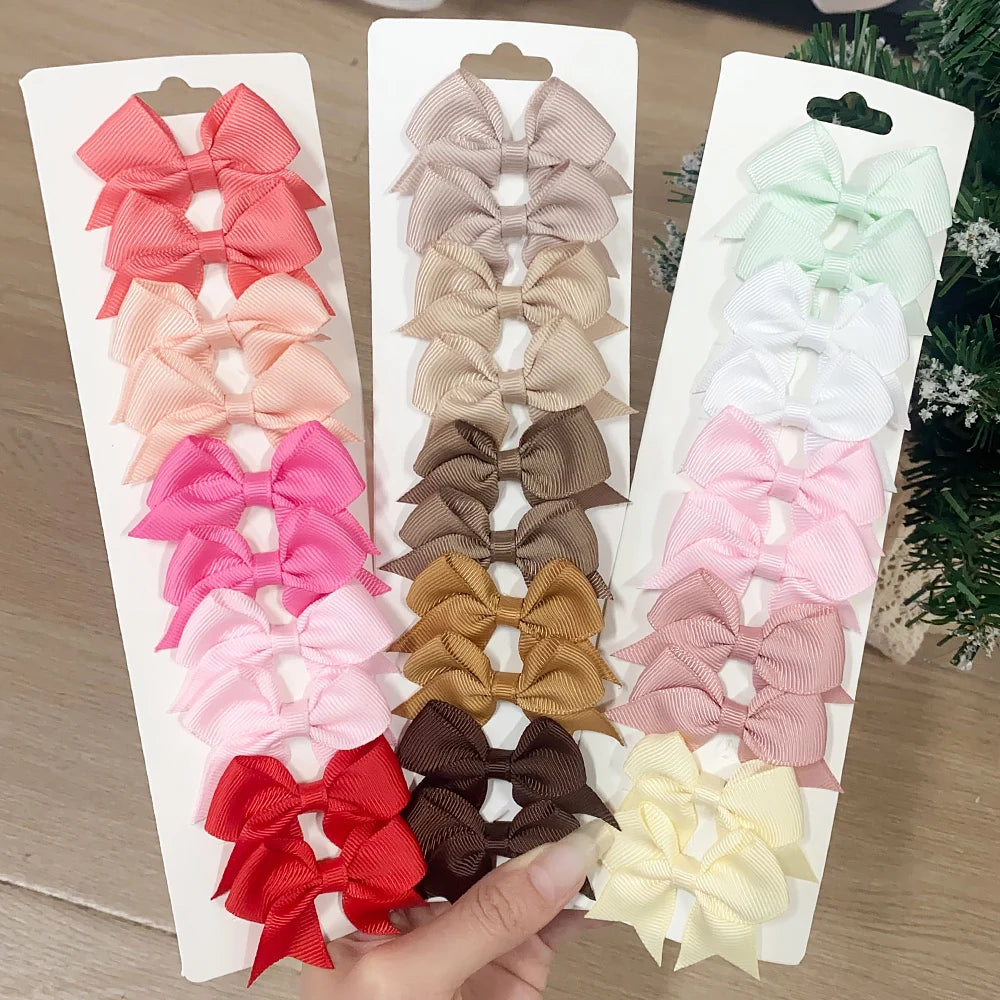 10-Pack Ribbon Bow Hair Clips – Sweet Handmade Styles for Little Girls!
