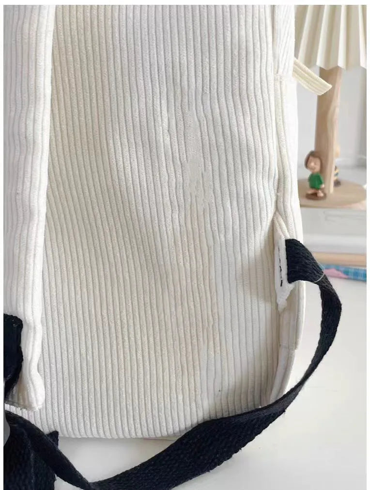 Starry Y2K Corduroy Backpack – Big Space, Bold Style for Trendy Teens!
