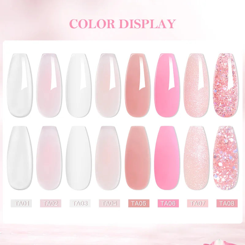 French Fade Acrylic Powder – 10g MEET ACROSS Set in Clear, Pink & White for DIY Nail Art