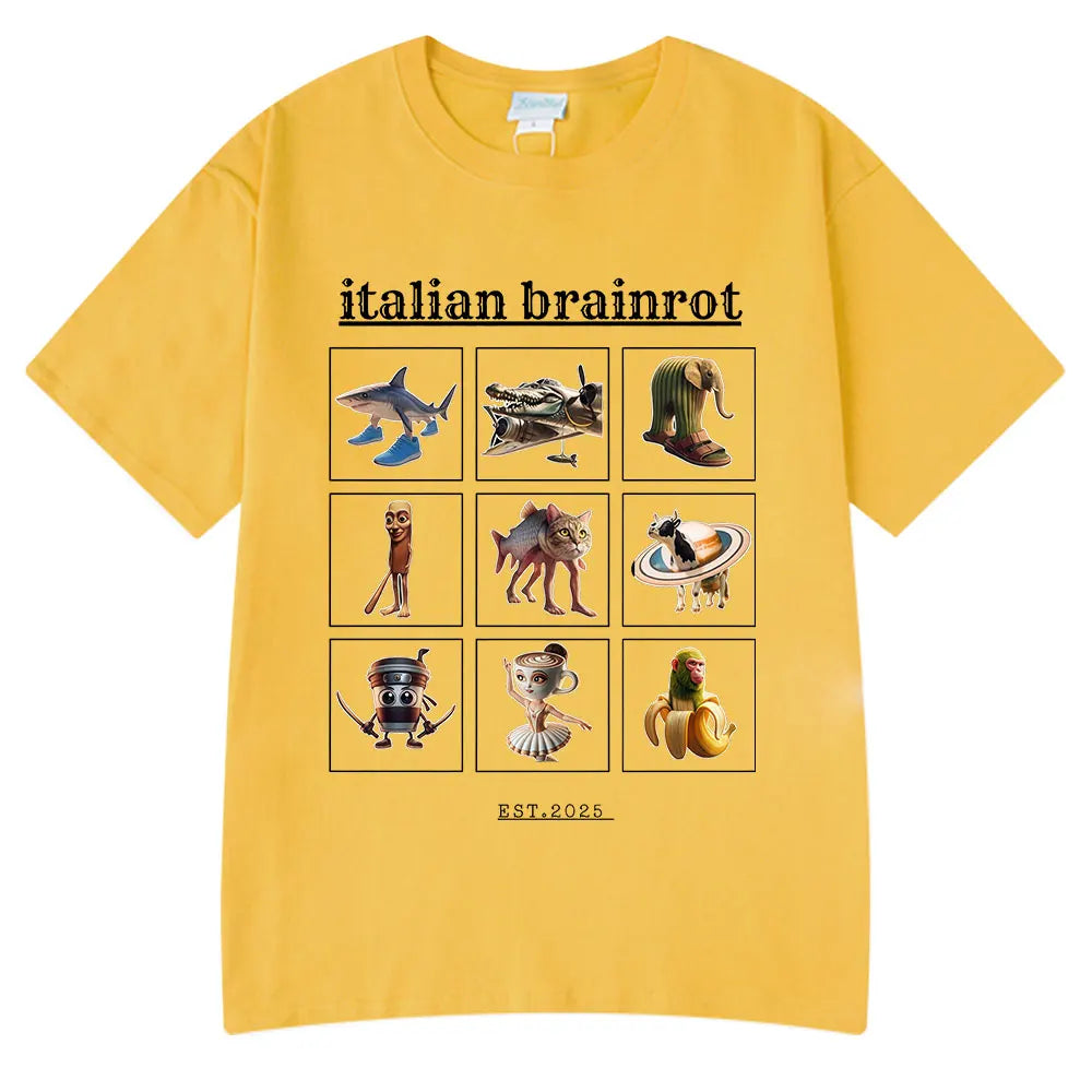 Italian Brainrot Funny Meme T-shirt Tralalero Tralala Tung Tung Tung Sahur Bombardiro Crocodilo Lirili Larila Men Women T Shirts