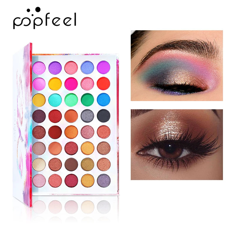 POPFEEL Color Studio Eyeshadow Palette, Highly Pigmented 40 Shades Matte and Shimmers Makeup Palette, Waterproof Blendable