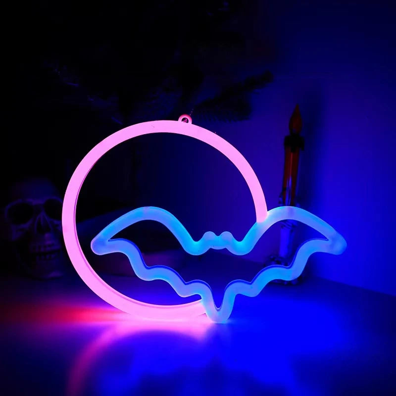 Halloween Bat-shaped Decorative Lights,USB/Battery Powered Wall decor, for Kids,Gift,Haunted House,Party,Home Decor
