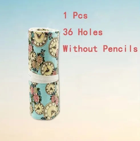 Colorful Canvas Pencil Roll – 12 to 72 Slot Organizer for Students, Artists & School Supplies