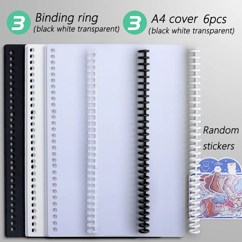 Multi-Hole Transparent Binder Covers – A4 Loose-Leaf PP Matte & Film Discbound Options for School, Office & Creative Journaling