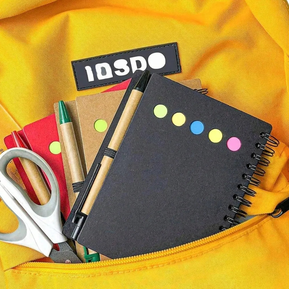 4-Pack Spiral Notebook Set-Pocket Notepad with Pen Loop,Sticky Notes&Index Tabs,4.1x5.3"Brown Paper Cover,Portable Lined Journal