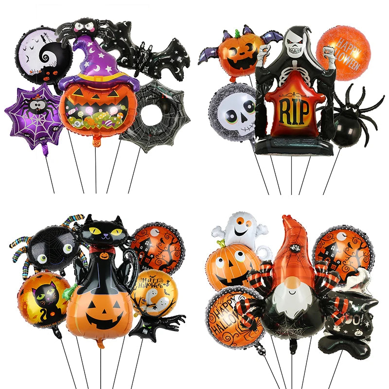 Halloween Pumpkin Ghost Balloons Halloween Decoration Spider Foil Balloon Bat Globos Halloween Party Supplies Inflatable Kid Toy