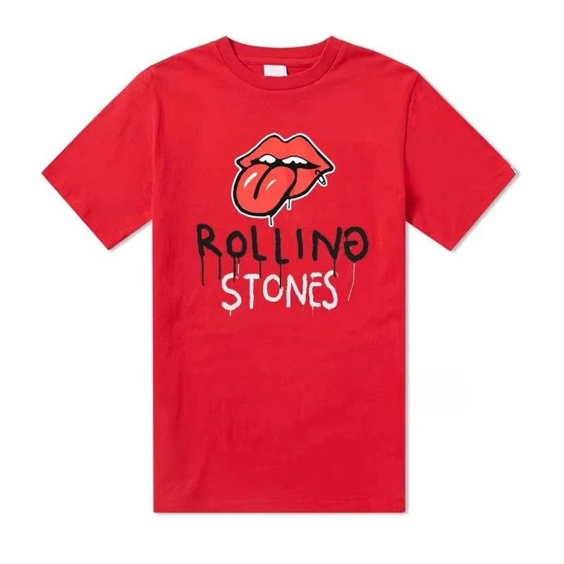 2025 Summer European and American Rock Punk The Rolling Stones T-shirt Summer Cotton Round Neck Short Sleeve Fashion Men's Tee