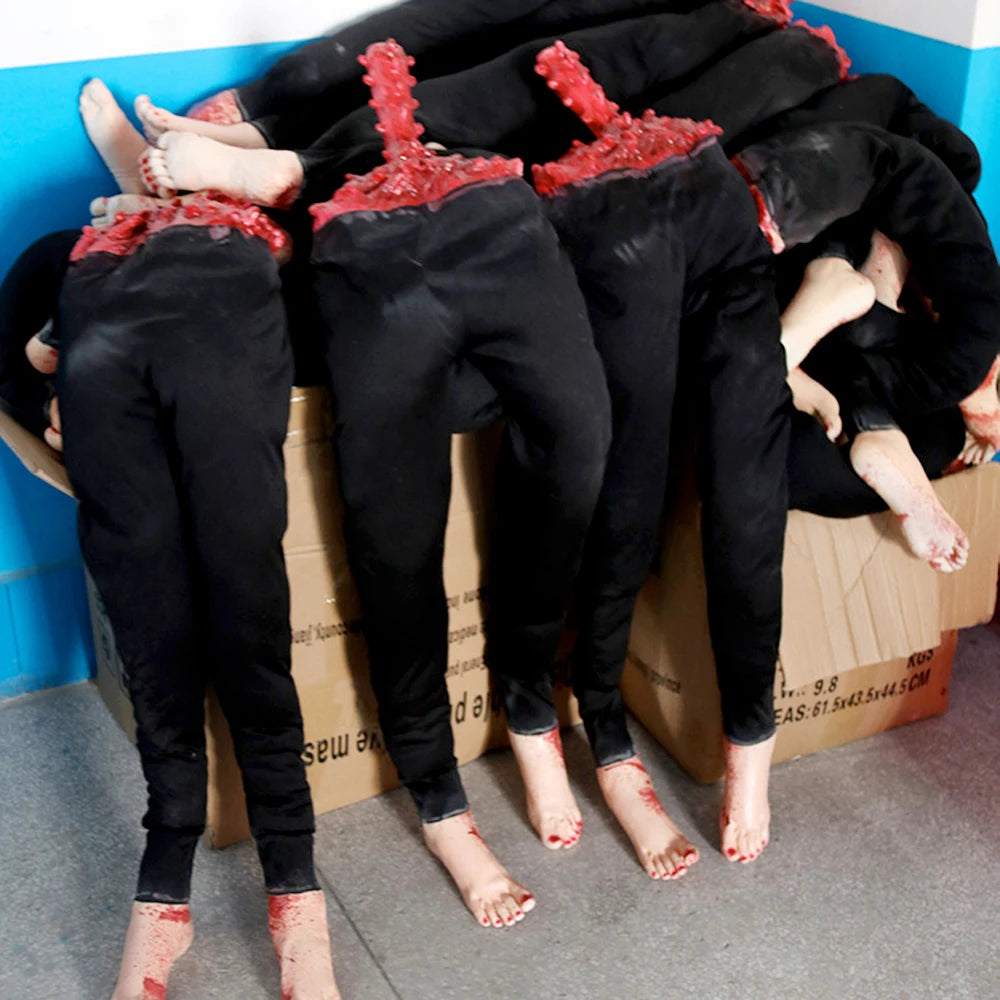 Halloween Decoration Prop Severed Legs Latex Hanging Half Corpse Scary Bloody Human Body Parts Haunted House Party Outdoor Yard