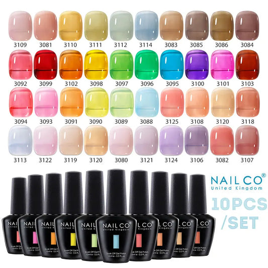 NAILCO Macaron Gel Nail Kit – 10PCS Jelly Colors for Soft, Glossy Manicures