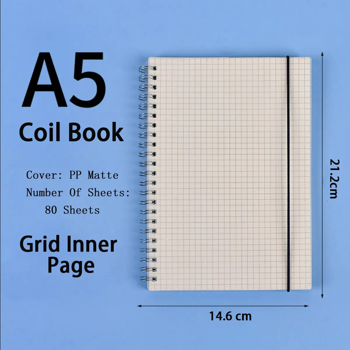B5/A5/A6 Coil Notebook 80 Pages Matte Cover Horizontal Line Square Hand Ledger Thickened Paper School Office Supplies Stationery