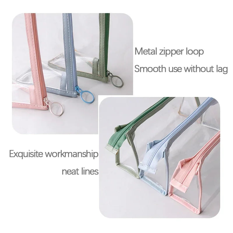 Transparent Large Capacity Pencil Case – Simple Kawaii Pen & Cosmetic Organizer for School, Study & Office Supplies