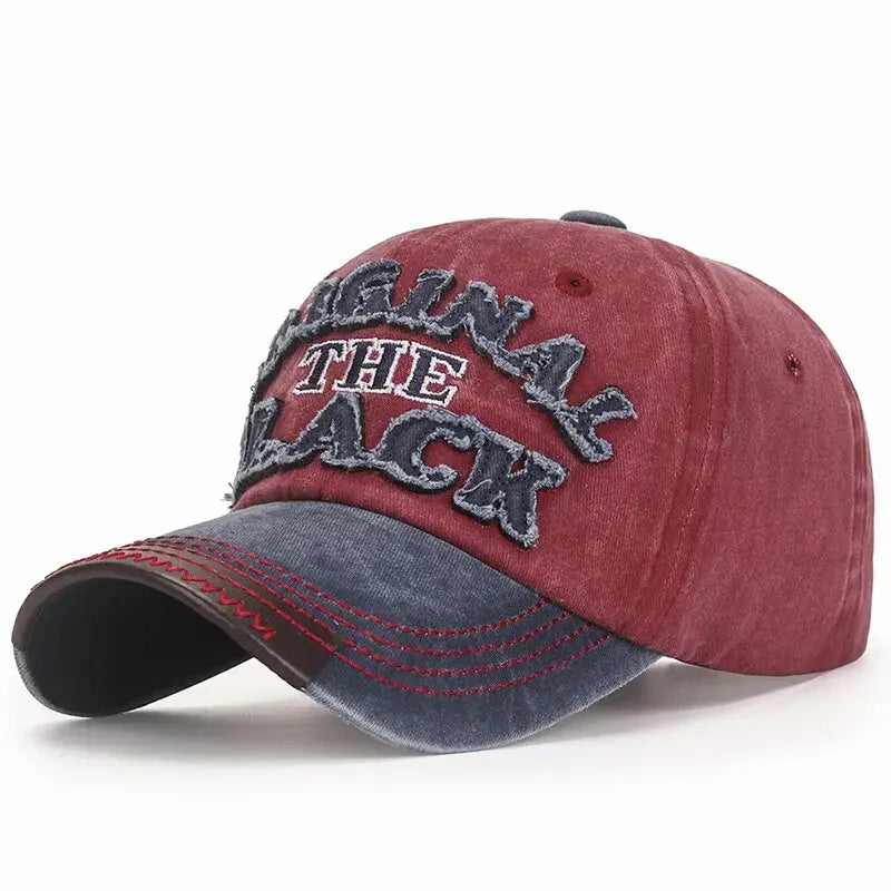 New Cotton Coated Outdoor Sports Wash Baseball Cap Embroidery Patch Black Letter Sunscreen Sunshade Hat Spring And Autumn