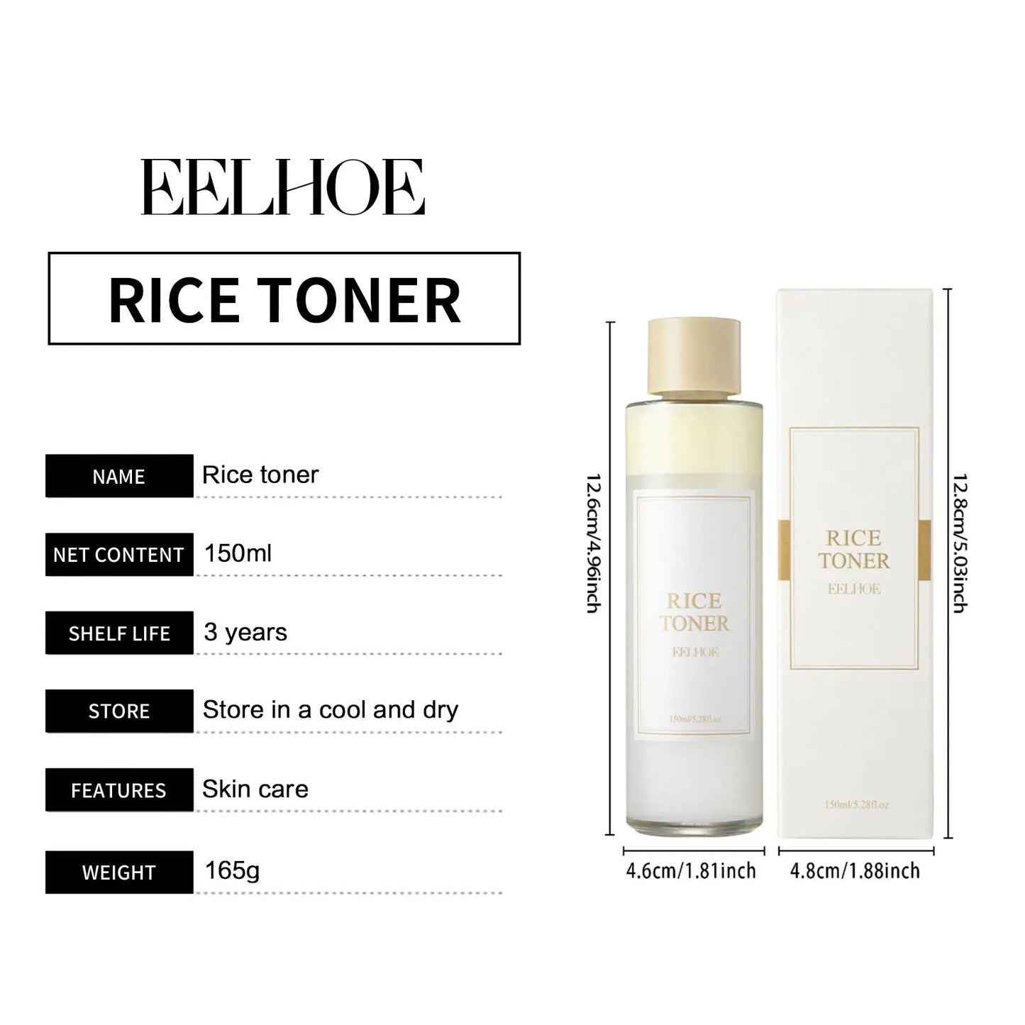 EELHOE Rice Toner for Face Brightening Serum Oil Control Moisturizing Facial Smooth Sensitive Skin Care Pore Shrinking Essence