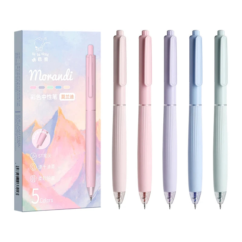 5Pcs Colored Pens, Retractable Gel Pens 0.5mm Colored Ink Quick-Dry Pens Fine Point Smooth Writing Pens for Journaling Note Tak