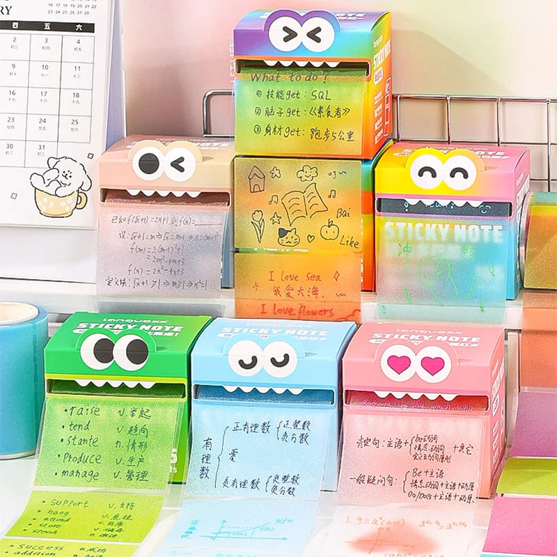 Mr. Paper Pull-Out Sticky Notes – 6Style Transparent Roll with 105 Sheets for School, Study & Creative Stationery