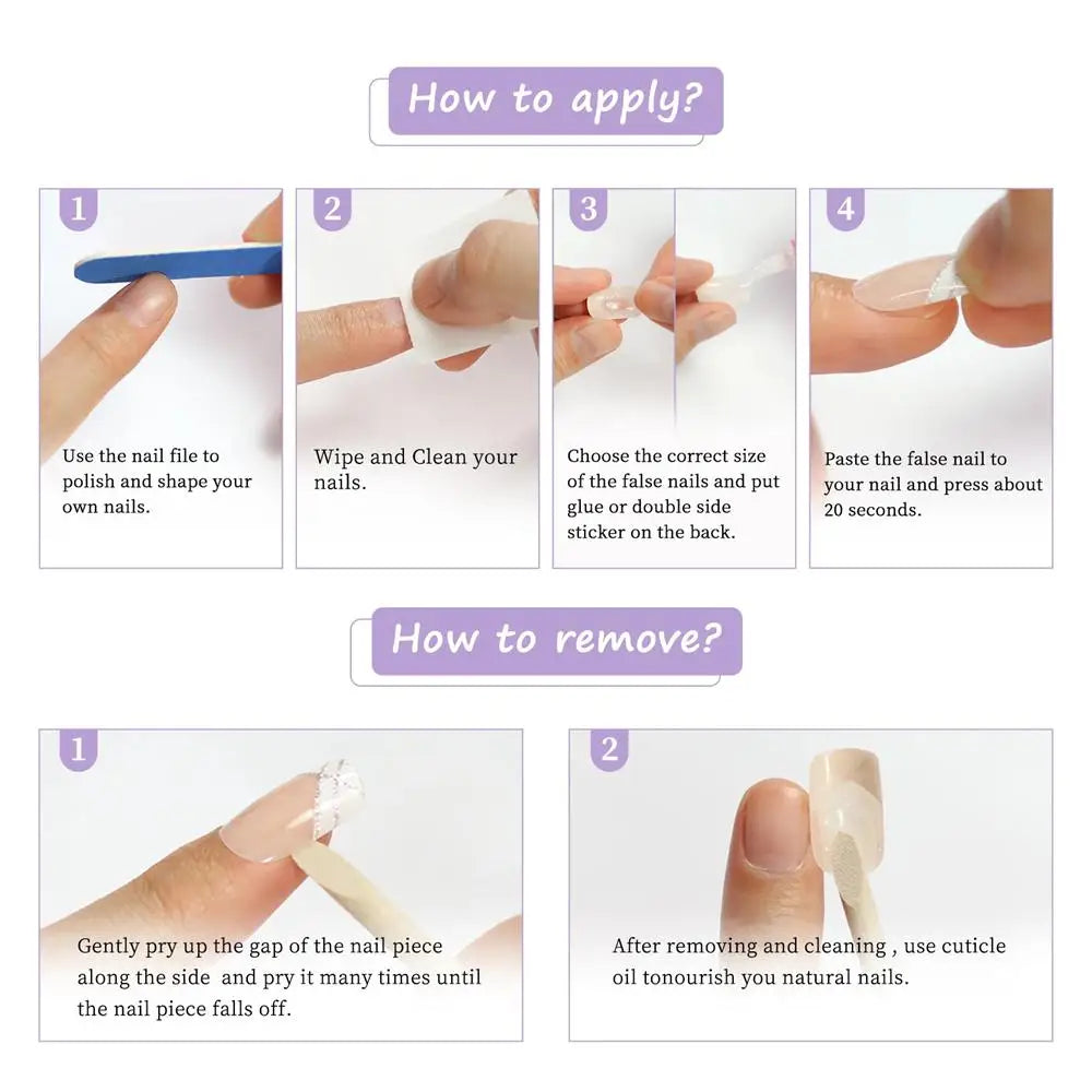 Glossy Nail Set – Long Press-On Acrylics for DIY Glam Moments