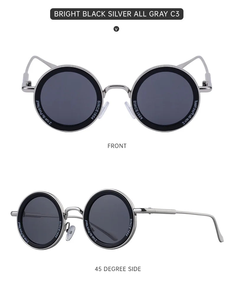 2025 Steampunk Sunglasses For Men Fashion Round Punk Sunglasses Vacation Oculos Outdoor Glasses Vintage Designer Trending Lentes