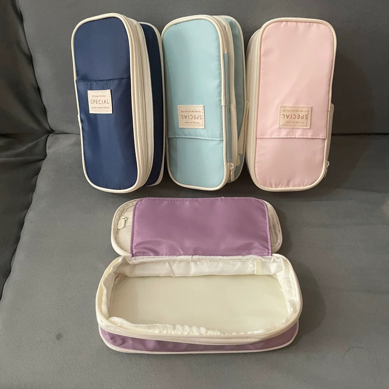 Solid Color Denim Pencil Case – Zippered Polyester Pen Holder for School, Office & Gift-Ready Stationery Organization