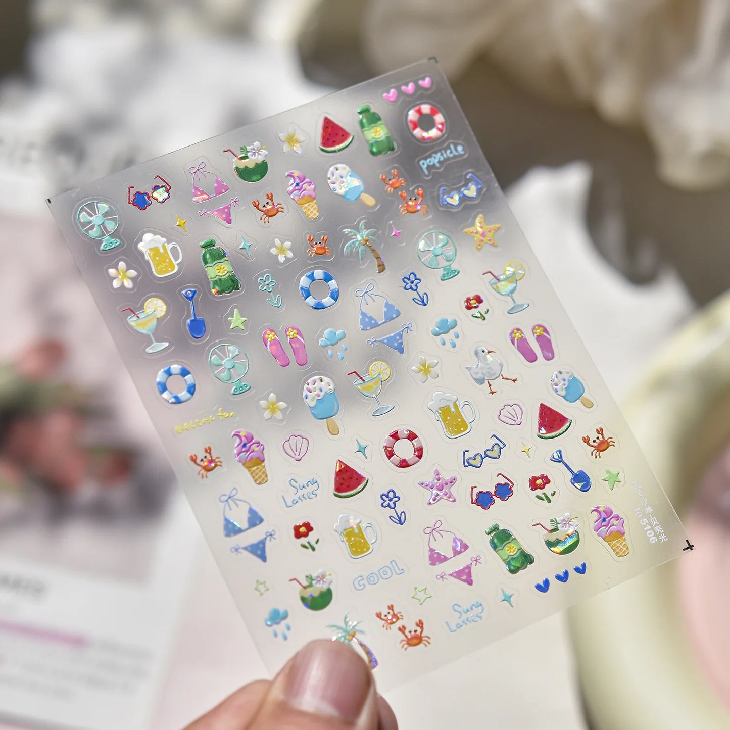 Jelly Cat Summer Fruits – Cute Watermelon & Ice Cream Nail Stickers for DIY Manicures