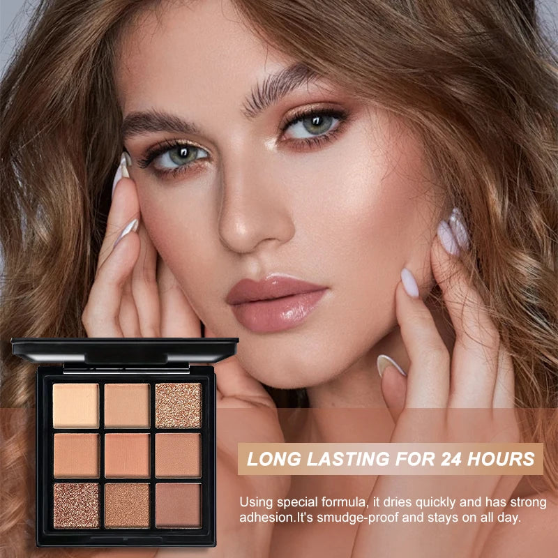 9-Grid Red Eyeshadow Palette Purple Glitter Pearlescent Matte Eye Shadow Shimmer Makeup Long Lasting Women Beauty Eye Cosmetics