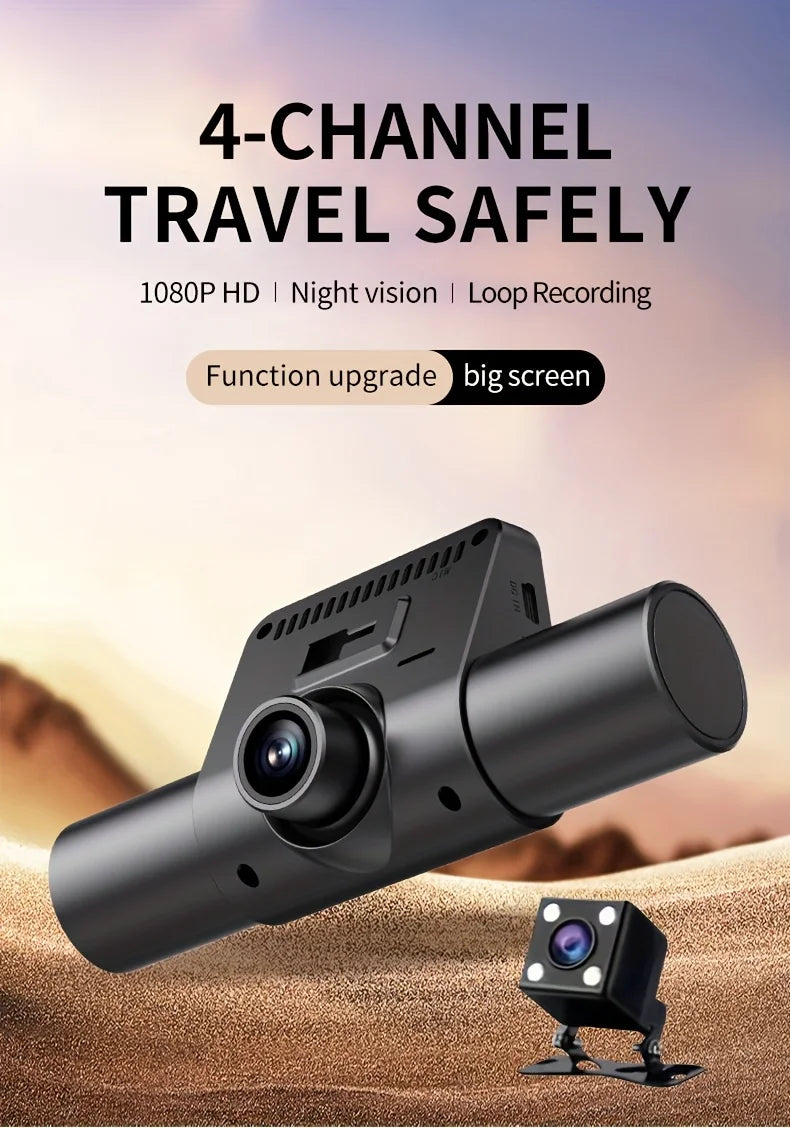VAVUPO Car DVR Video Recorder 4 Channel Vehicle Camera 1080P  Driving Dash Cam Night Vision Loop Recording 24H Parking Monitor