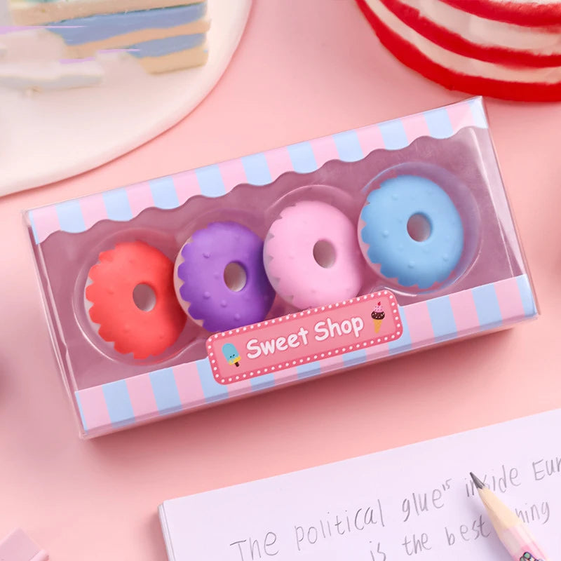 Kawaii Lollipop & Ice Cream Eraser Set – Sweet Cartoon Stationery for Kids, School & Office Supplies