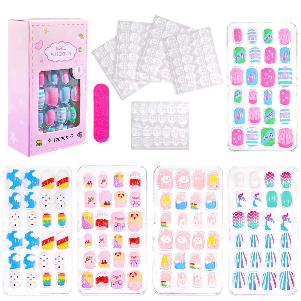Magical Nail Party – 120PCS Cute Cartoon Nails for Girls with Colorful Festival Vibes