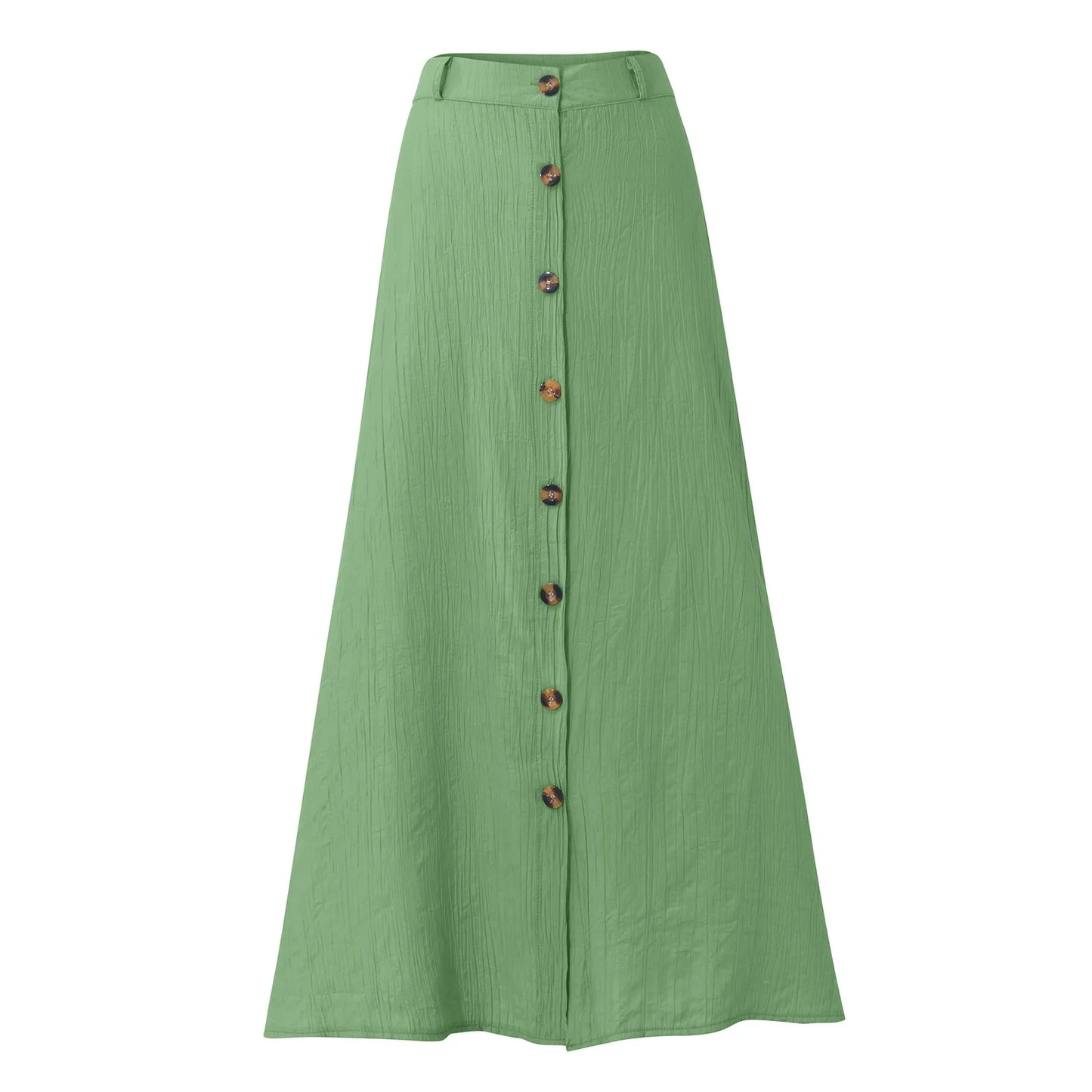 Women'S Half Skirt Midi Skirts For Women Bohemian Skirt High Waist Party Beach Button Skirt Women'S Loose Cotton And Linen Skirt