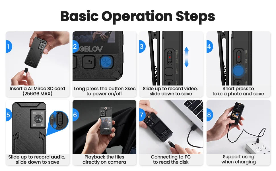 BOBLOV Mini Camera A24 HD 1296P Sports Action DV Digital Cameras Security Protection Small Camcorder Pocket Police Body Camara