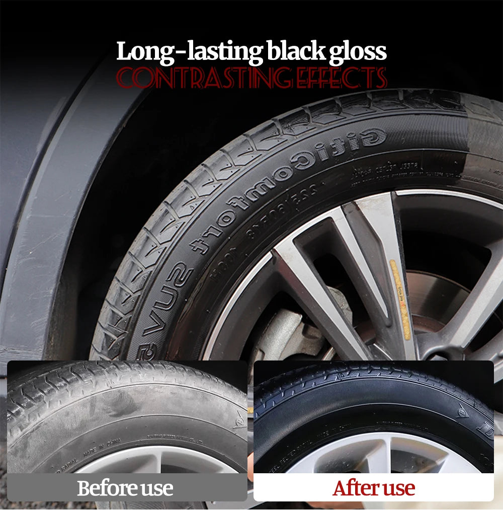 MikeHam Car Tire Shine Dressing Spray Long Lasting High Gloss Tire Coating Care Black Wet Look UV Protection & Waterproof 500ml