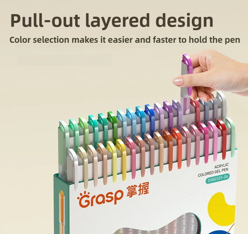 36/12 Colors Acrylic Gel Pen 1.0mm Large Capacity Student Writing Pen Painting Drawing Office School Supplies Stationery