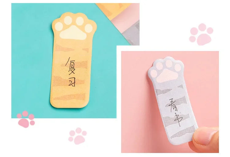 Kawaii Stationery Cartoon Cat Paw Memo Pad Bookmark Flags Index Tab Sticky Notes Label Paper Stickers