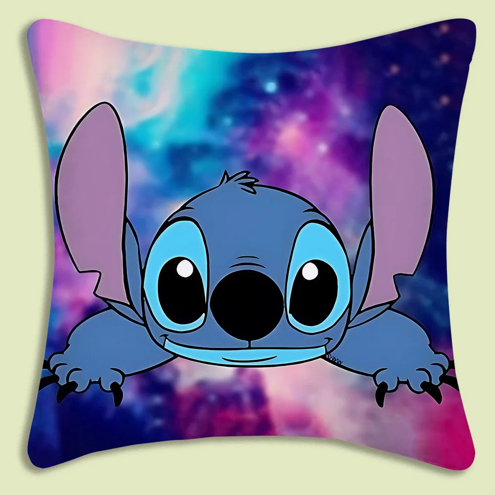 Cute Stitch Pillow Covers Cartoon Sofa Decorative Home Double-sided Printing Short Plush Cute Cushion Cover