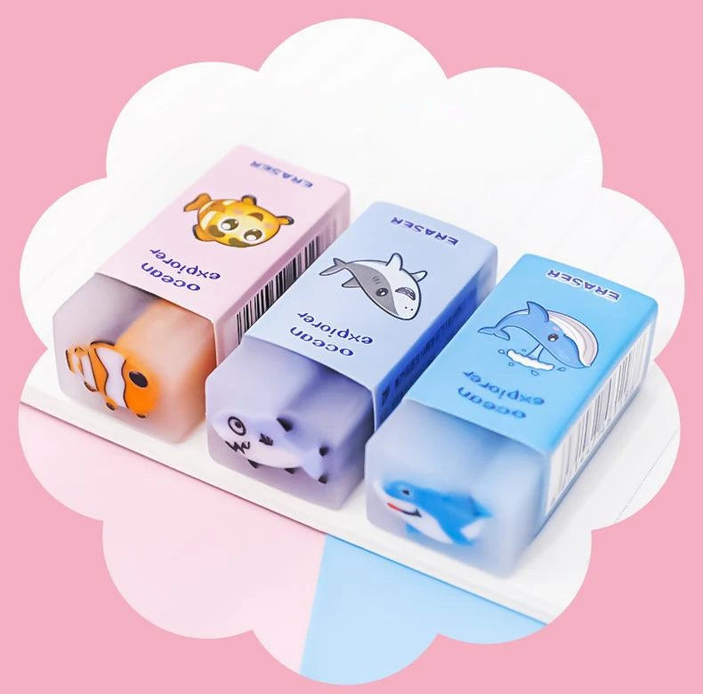 SweetSquish Eraser Set – Cute Fruit, Jelly & Animal-Shaped Pencil Rubbers for Kids with a Fun Fragrance